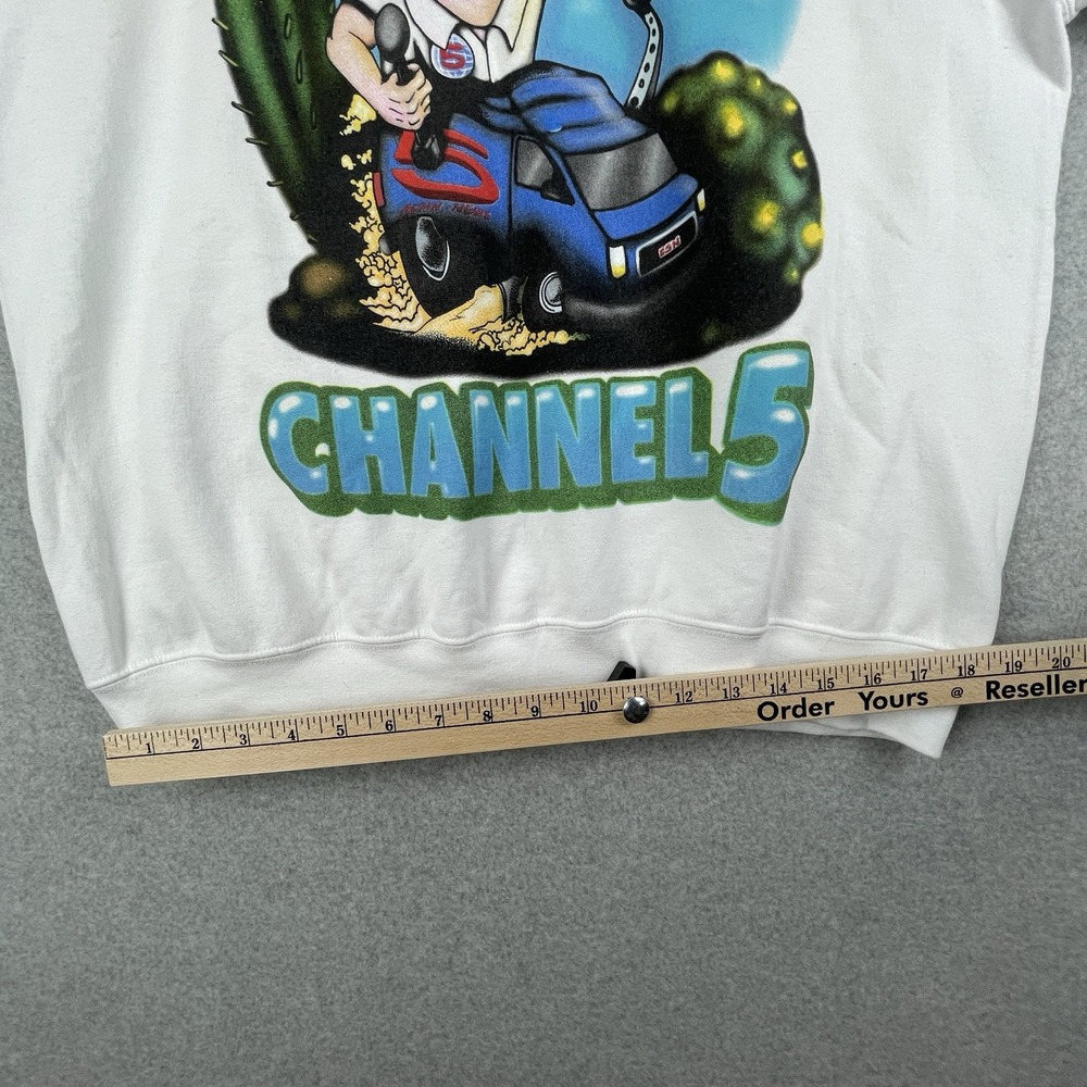 channel 5 News Sweatshirt Men's Large White pullover Andrew Callaghan All Gas NO - Picture 8 of 9